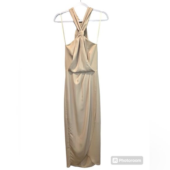 GIANNI BINI Addie Halter Bisque Dress Size 0 - Picture 1 of 5